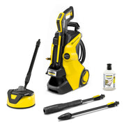 Kärcher Hochdruckreiniger K 5 Compact Home, Druck: max. 145 bar, Durchfluss: max. 500 l/h, Flächenleistung: 40 m²/h, Wasserfilter, Gewicht: 12 kg, mit Flächenreiniger T 5, Stein- und Fassadenreiniger