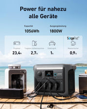 Anker SOLIX C1000 Powerstation 1056Wh, 1800W, mit Tasche & 4 AC-Steckdosen